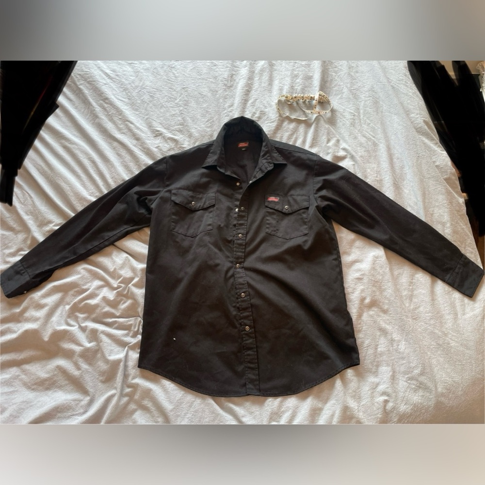Dickie’s Black Button Down Work Top